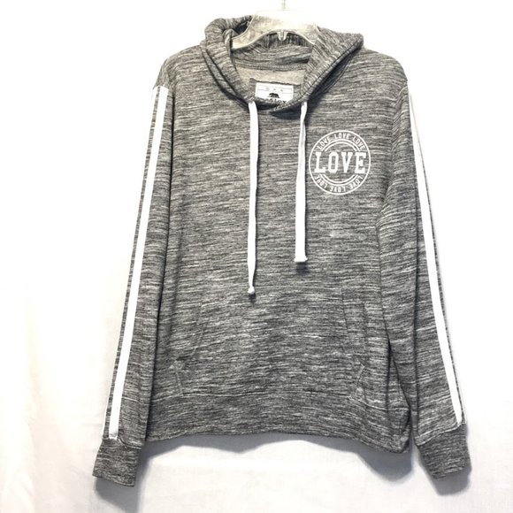 Reflex Tops - REFLEX Gray Love Hoodie White Stripes Size 1X